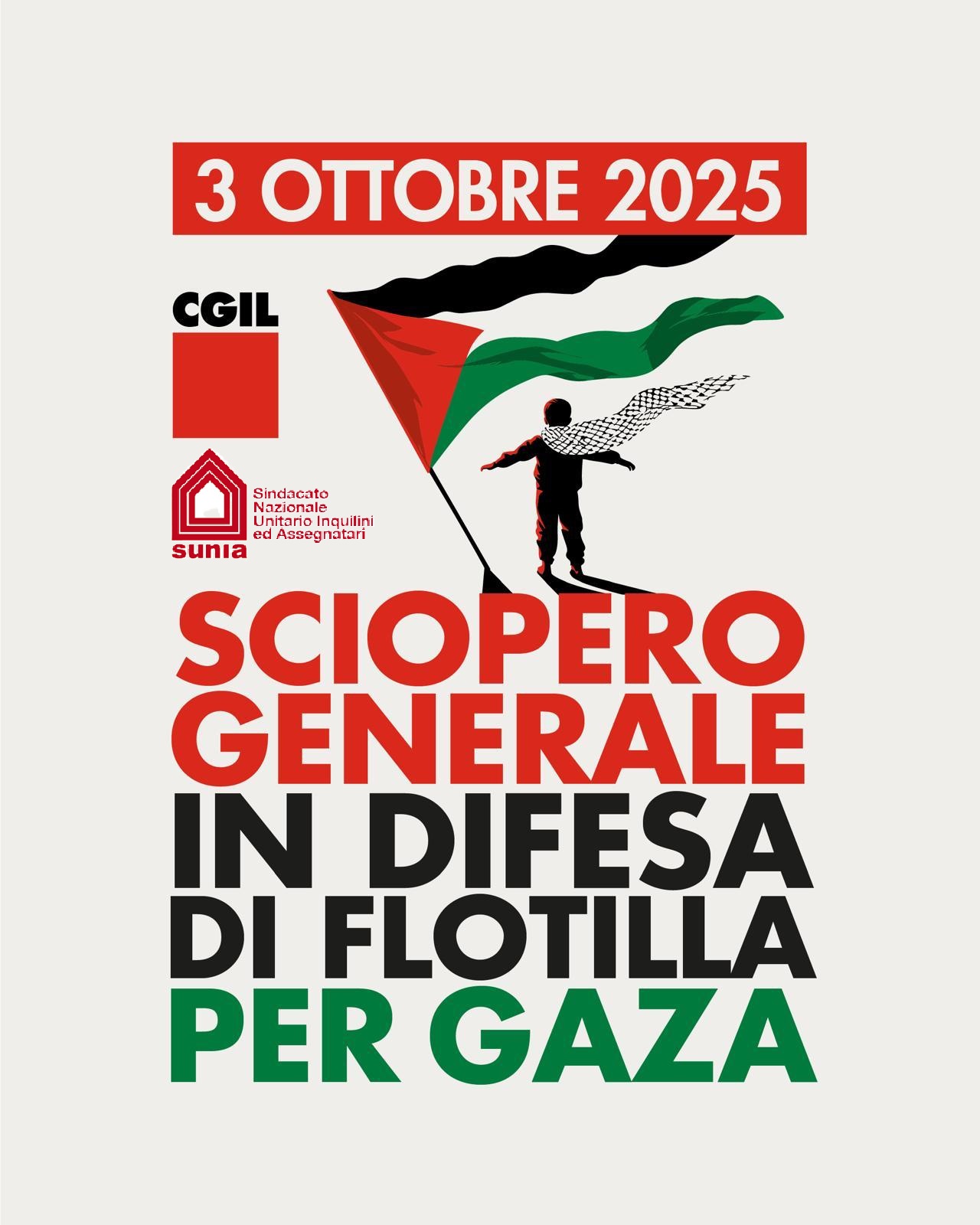 Sciopero generale in difesa di Flotilla per Gaza 3 Ottobre